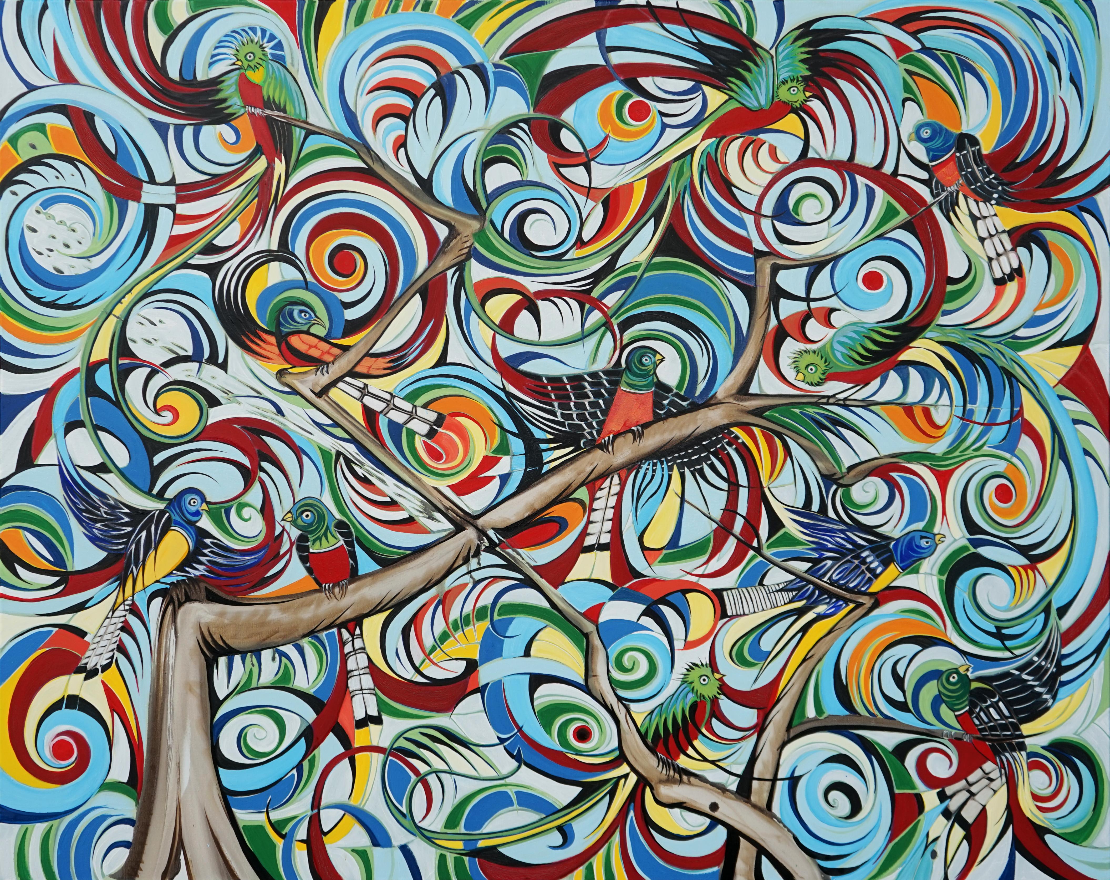 Animal Painting di Alex Beard - Trogoni e Quetzal