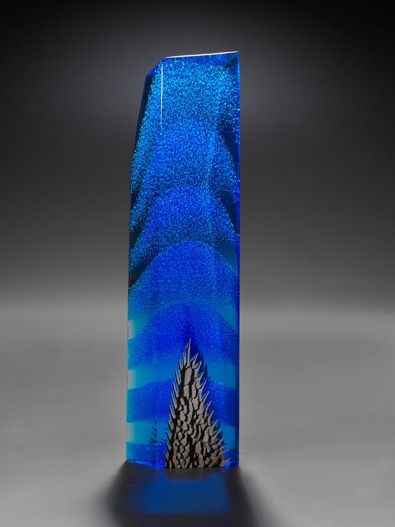 Alex Bernstein Abstract Sculpture - Copper Blue Crystal