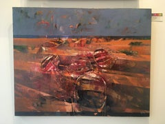 Kites or seagulls - contemporary seascape boats beach oil painting