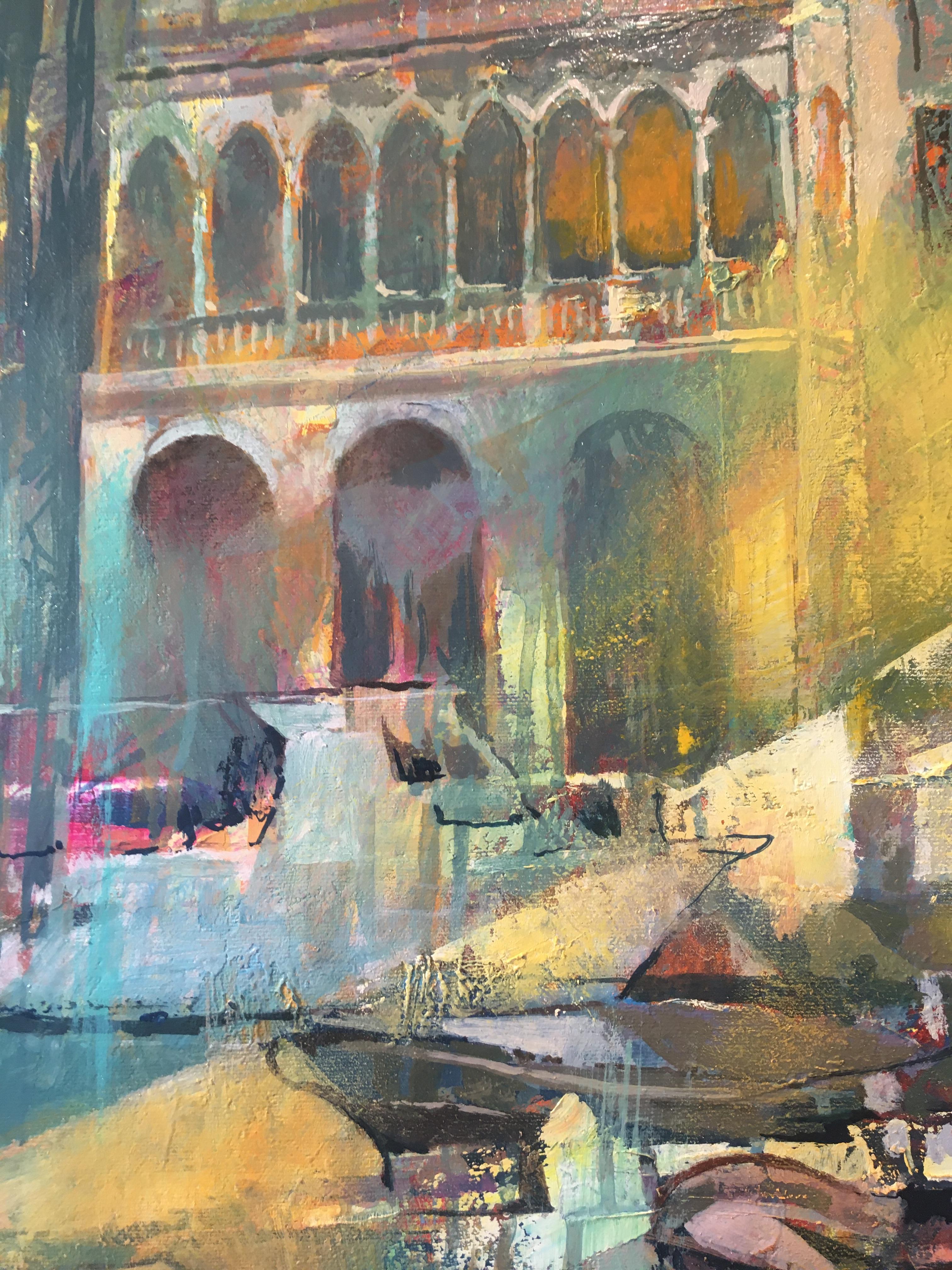 Lights Light illuminant Monopoli - peinture à l'huile contemporaine d'un paysage urbain italien en vente 1