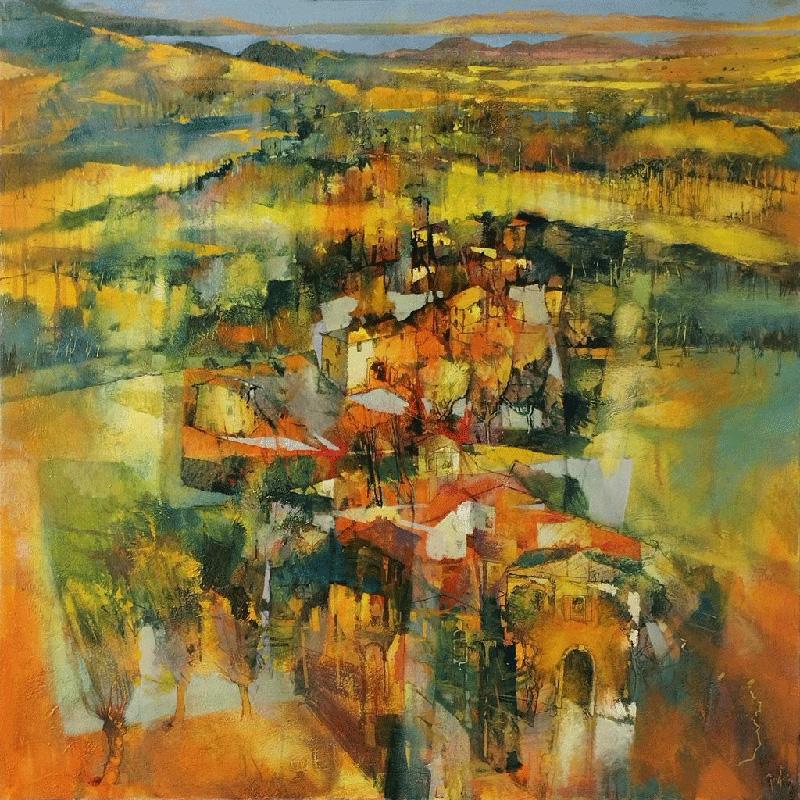 Alex Bertaina Landscape Painting – Schattierungen von Grün