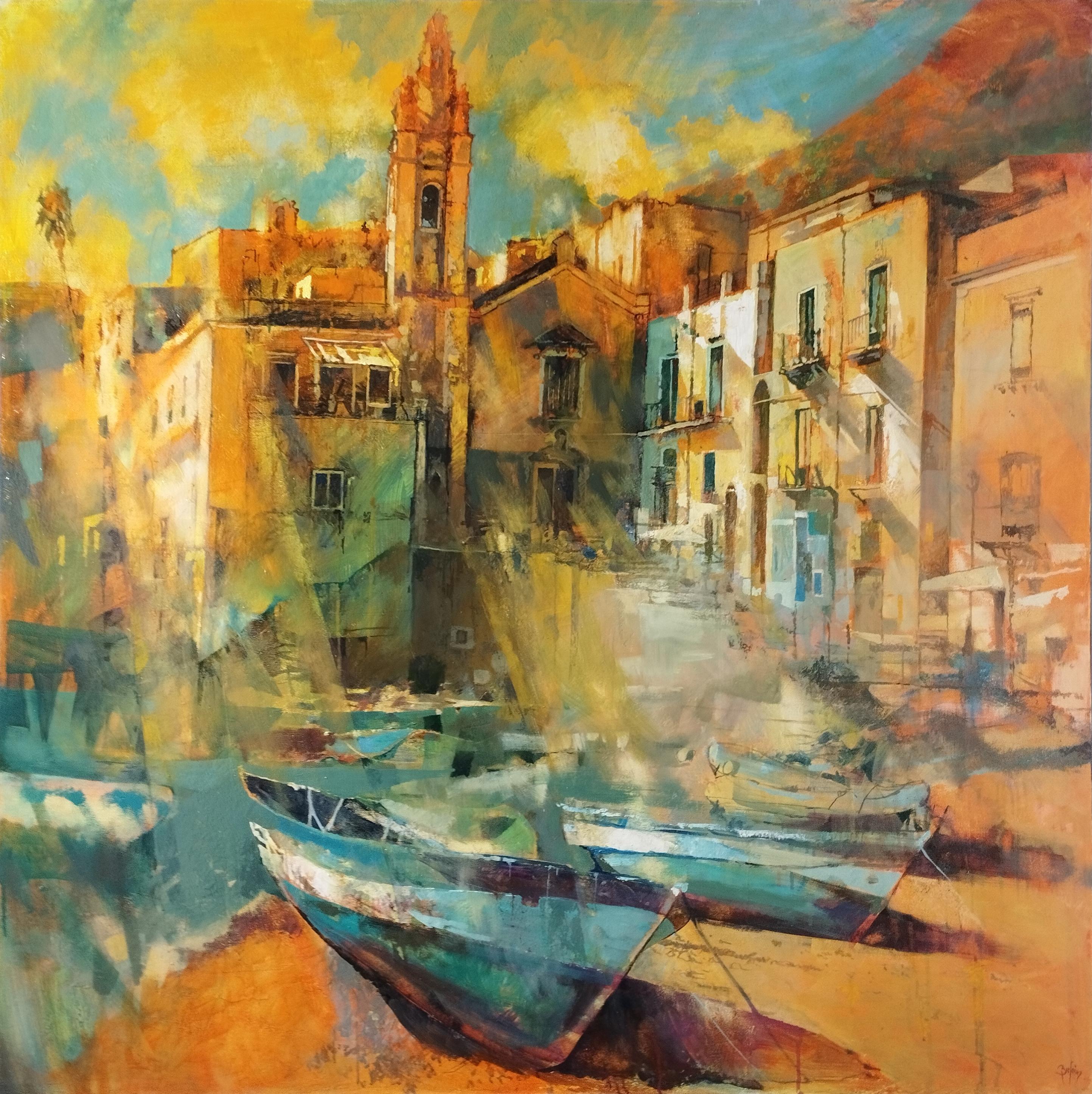 Landscape Painting Alex Bertaina - Les rayons de Lipari
