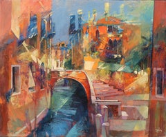 Vent sur le Canal (Venice) -contemporary Italian architecture townscape painting