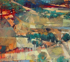Where the rainbow is born - contemporary Italian Tuscany landscape oil painting