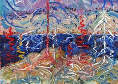 Original Oil Painting by Alex Cameron, Cerulean Blues, Oil on Canvas, Framed