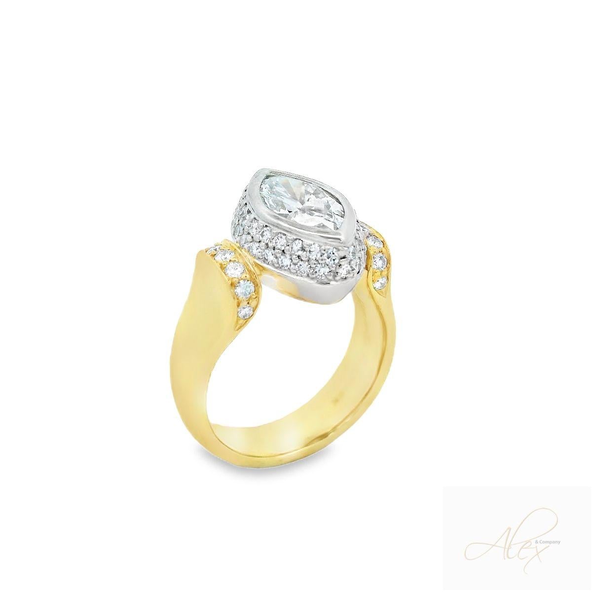 Art Deco Alex & Co 1.53ct Marquise Certified Diamond & Platinum Engagement Ring For Sale