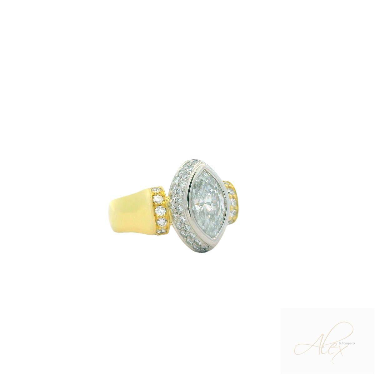 Alex & Co 1.53ct Marquise Certified Diamond & Platinum Engagement Ring For Sale 3