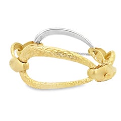 Alex & Co 18K Yellow Gold Open Oval Link Diamond Flexible Bangle Bracelet