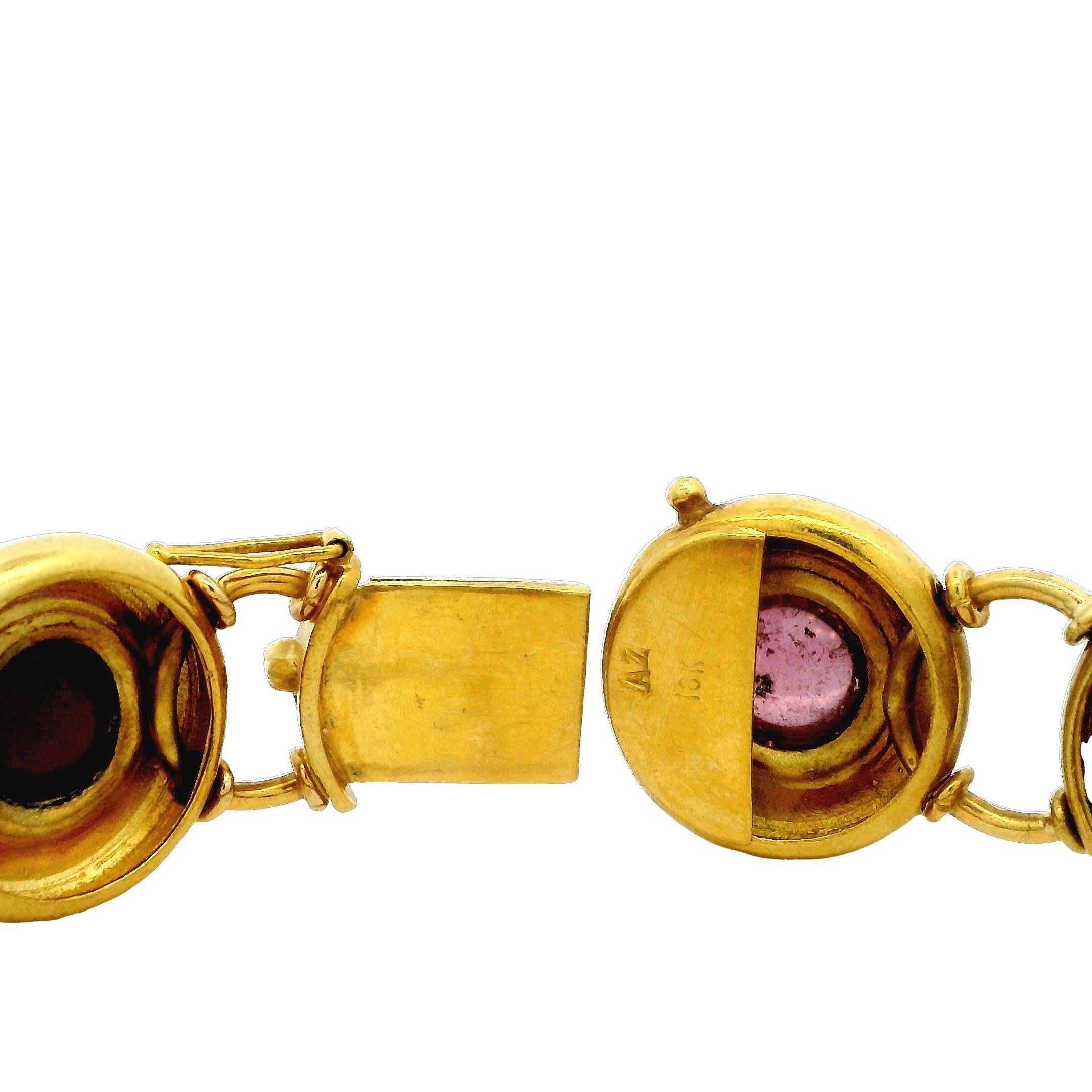 Alex & Co Cabochon Multi Semi Precious 18 Karat Gold Link Bracelet For Sale 1