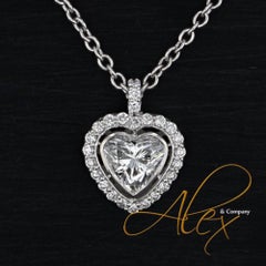 Alex & Co "Forever Heart" 0.66ct Heart Cut Diamond & Pave 18K Pendant Necklace