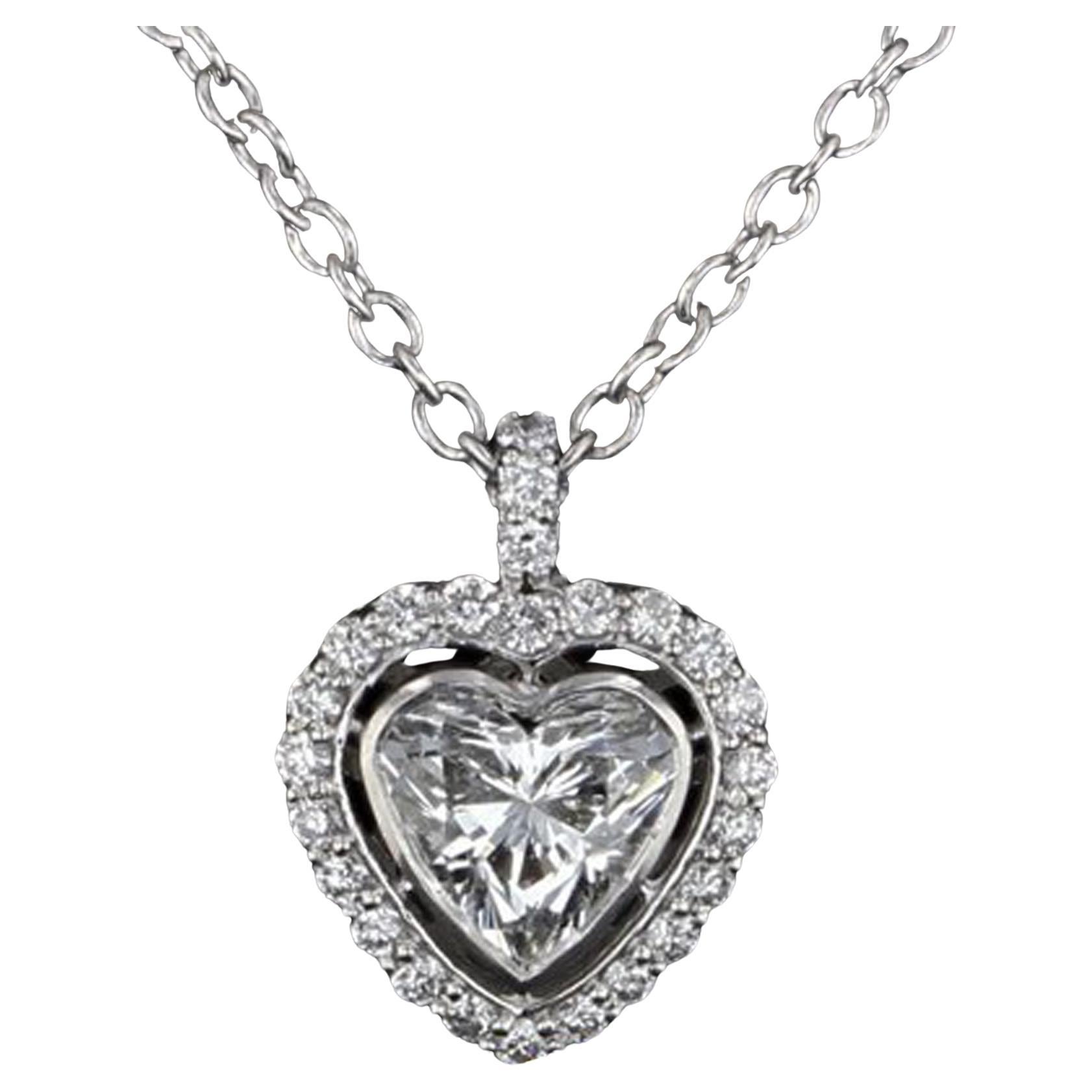 Alex & Co "Forever Heart" 0.66ct Heart Cut Diamond & Pave 18K Pendant Necklace For Sale