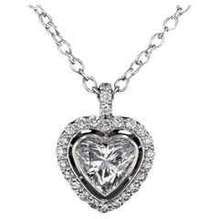 Retro Alex & Co "Forever Heart" 0.66ct Heart Cut Diamond & Pave 18K Pendant Necklace