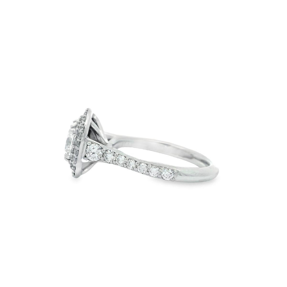 Cushion Cut Alex & Co GIA 1.53ct F VS2 Cushion Diamond Double Halo Platinum Engagement Ring  For Sale