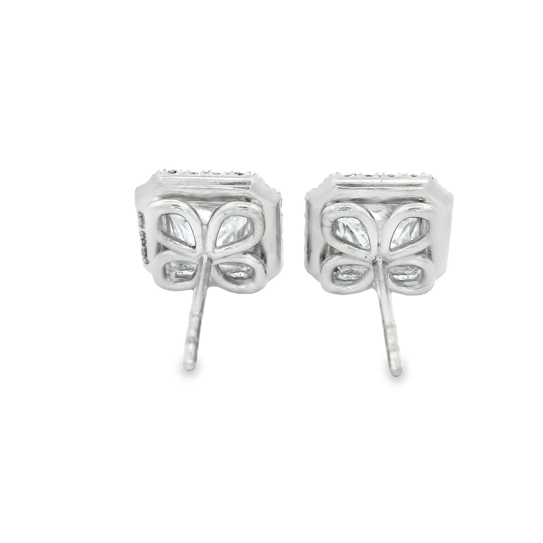 Alex & Co GIA Asscher Cut and Pear Shape 5.10ct Diamond Platinum Drop Earrings For Sale 5