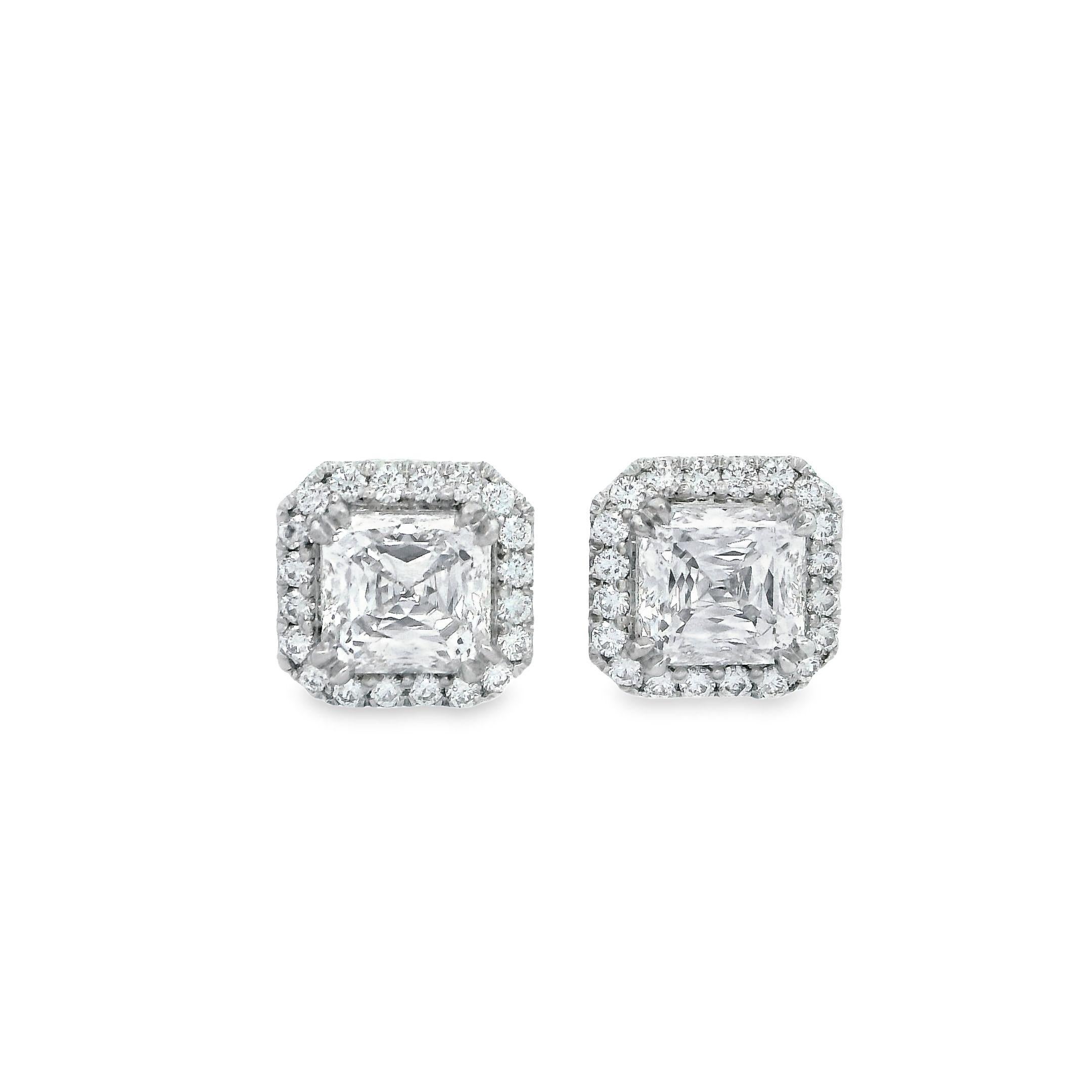 Alex & Co GIA Asscher Cut and Pear Shape 5.10ct Diamond Platinum Drop Earrings For Sale 3