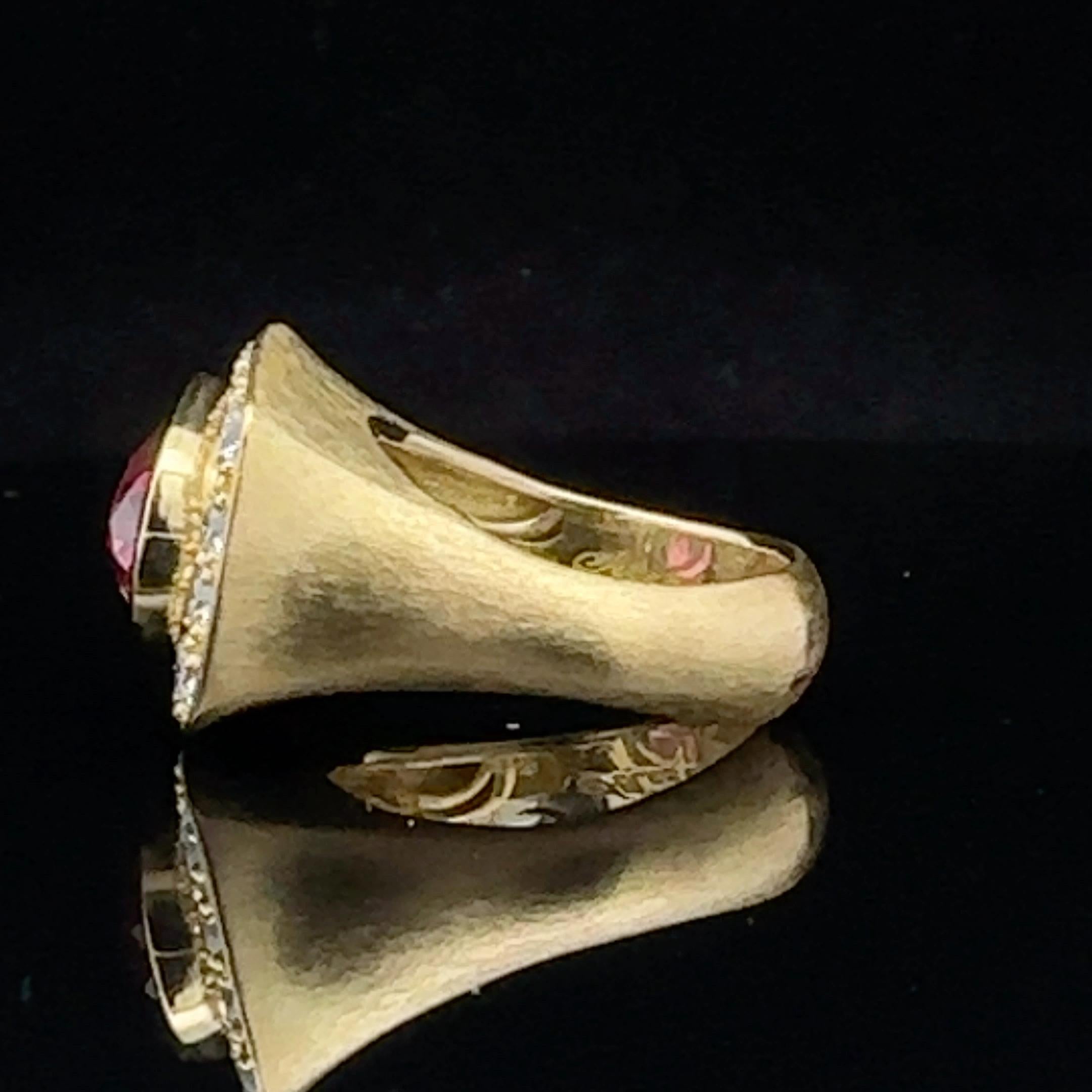 Alex & Co Rosa Turmalin 5,56 Karat und Diamant 18K Statement-Ring (Moderne) im Angebot