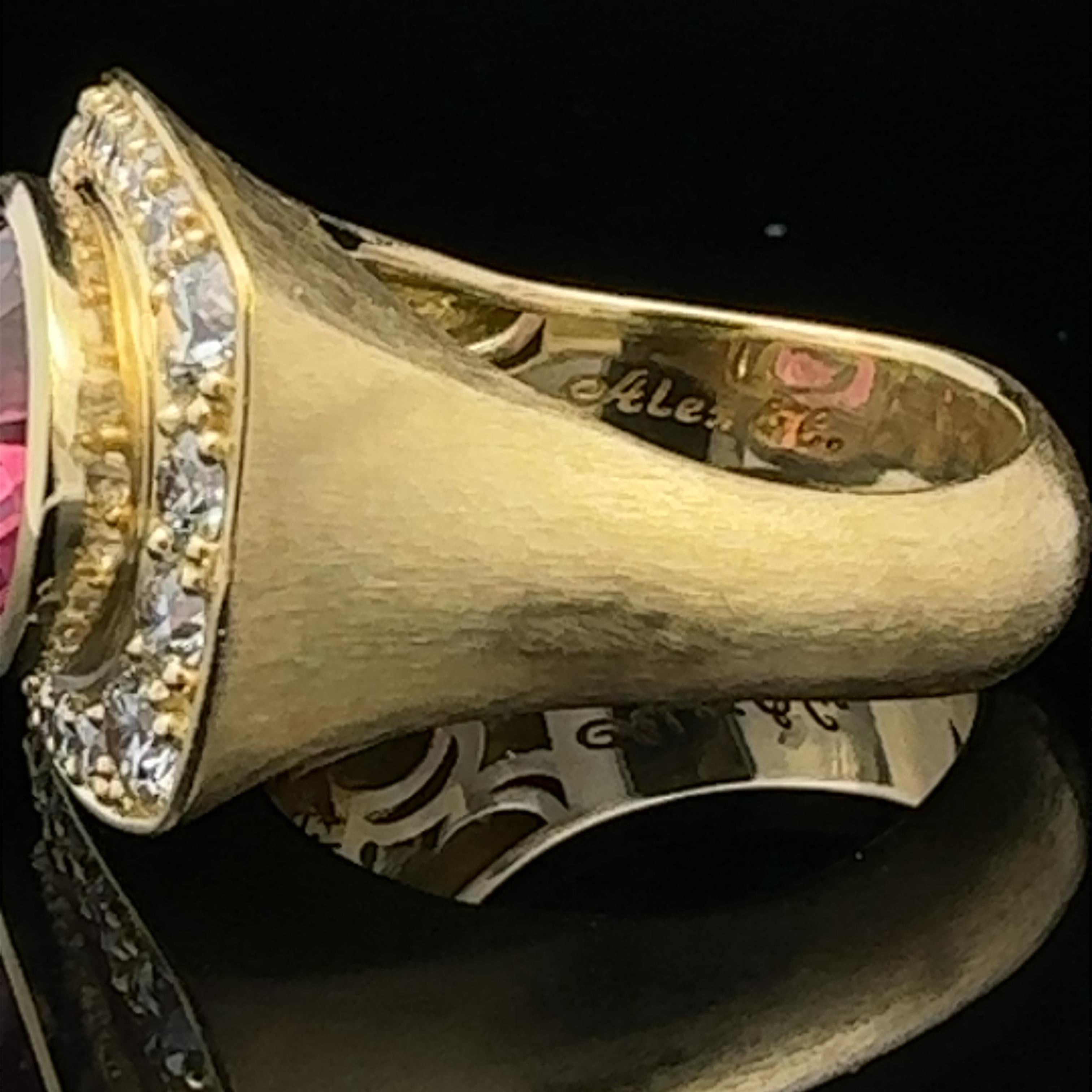 Alex & Co Rosa Turmalin 5,56 Karat und Diamant 18K Statement-Ring im Zustand „Neu“ im Angebot in Newton, MA