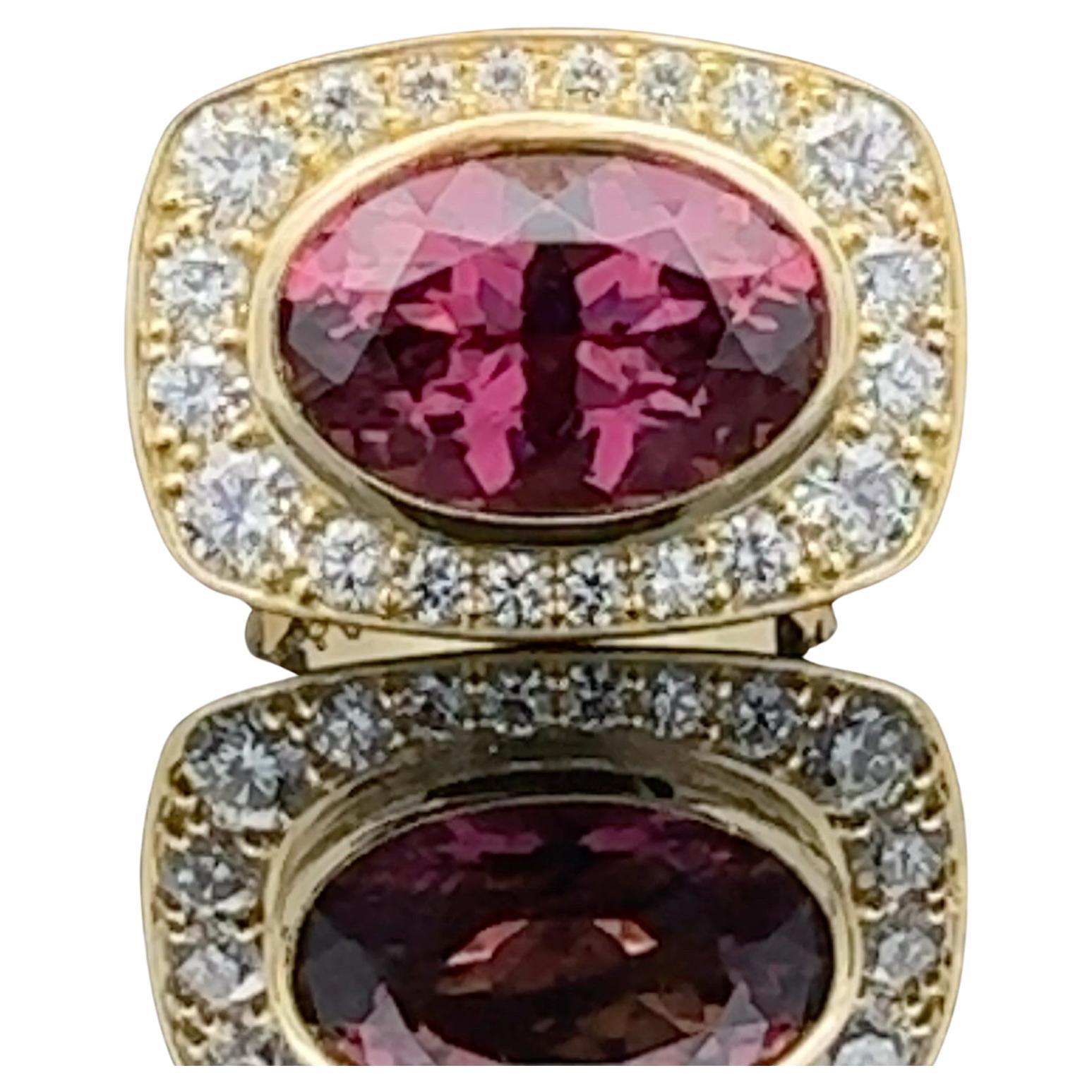 Alex & Co Pink Tourmaline 5.56ct and Diamond 18K Statement Ring For Sale
