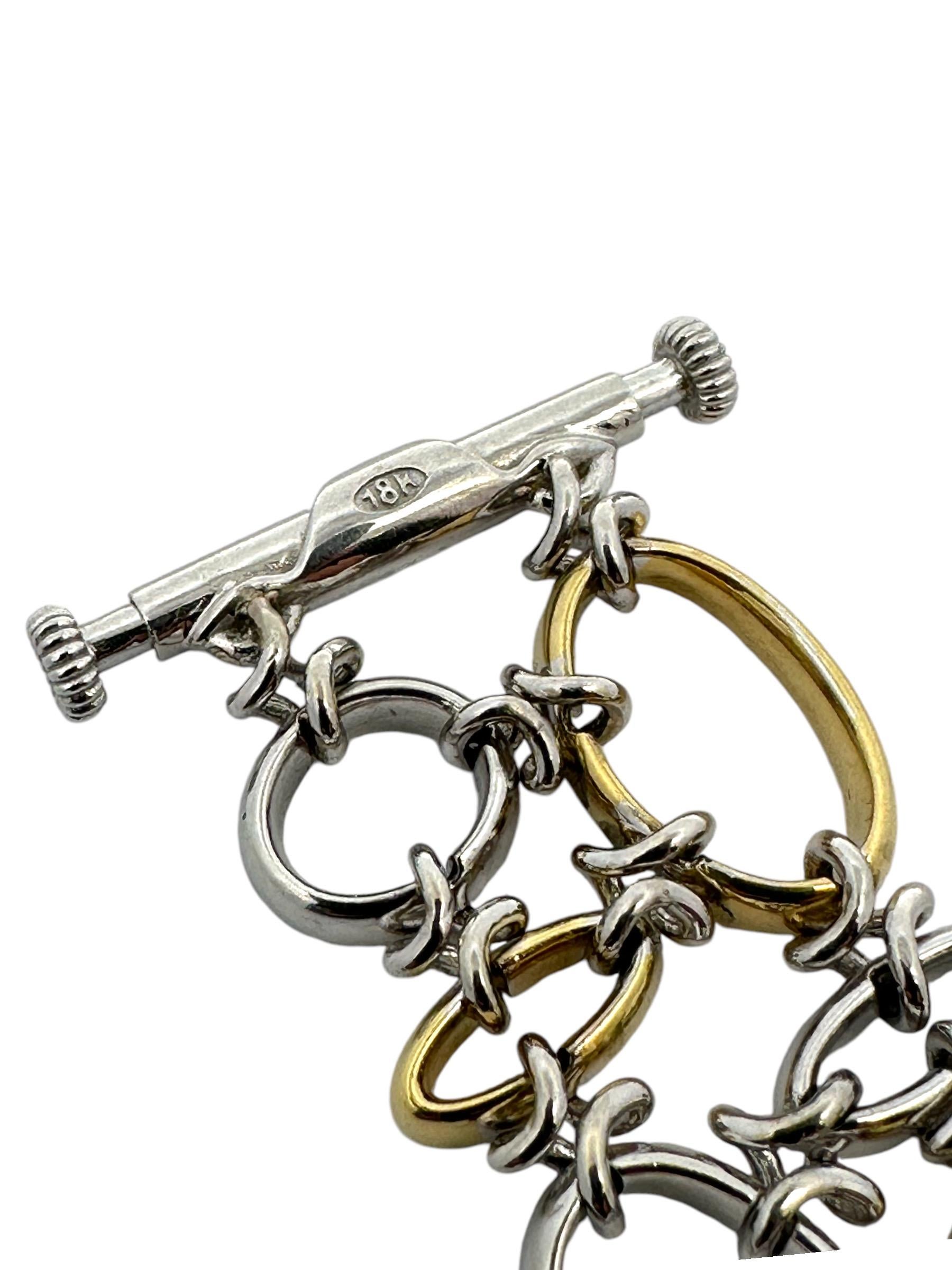 A Link Link & Co. Bracelet à maillons en or bicolore 18K pavé de diamants en vente 1