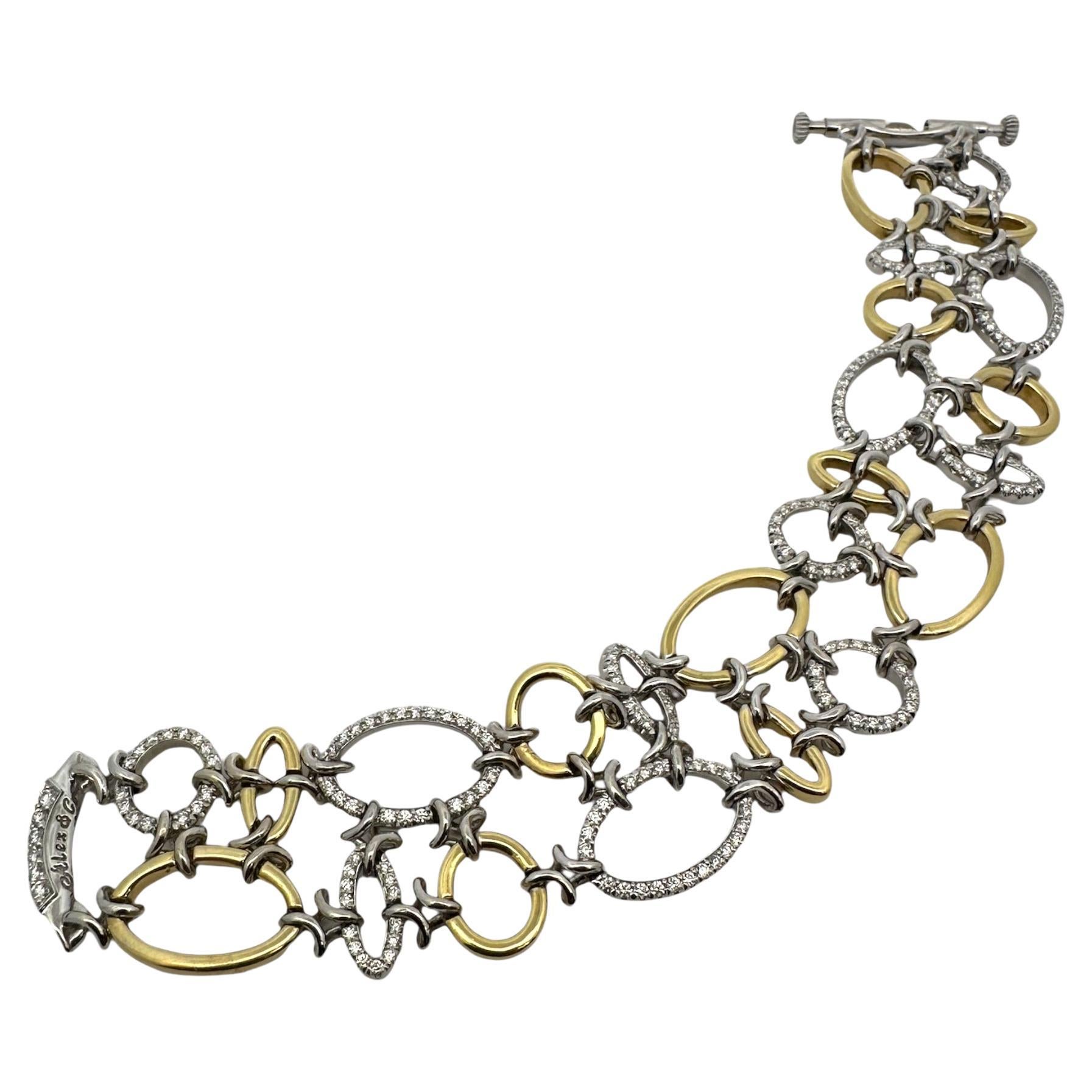 A Link Link & Co. Bracelet à maillons en or bicolore 18K pavé de diamants