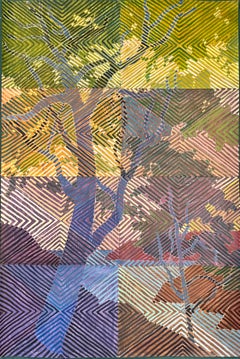 Blue Tree (Diamonds) - Line-pattern nature painting