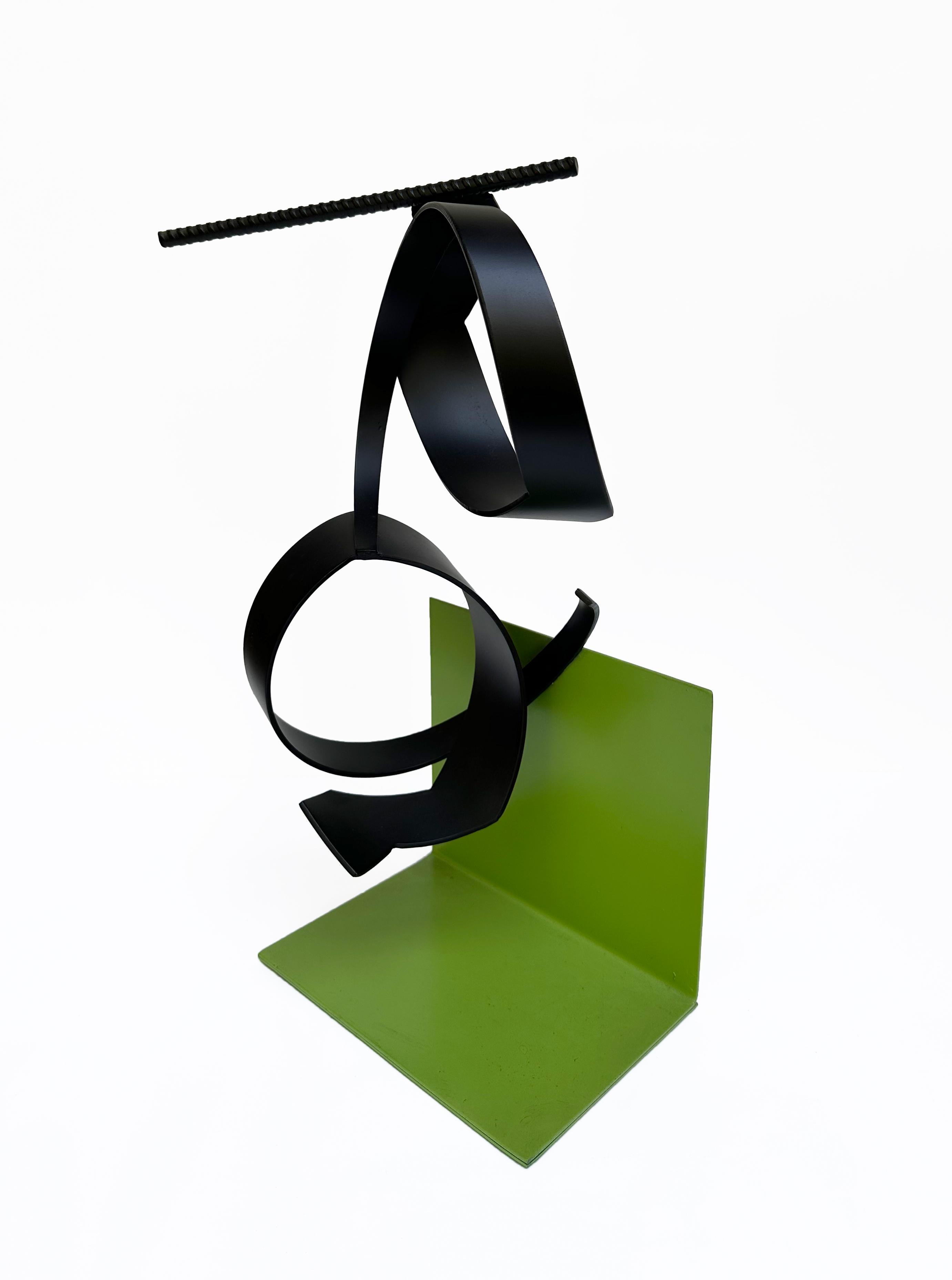 It's me 13 - On the green wall - Green Abstract Sculpture by Alex Corno