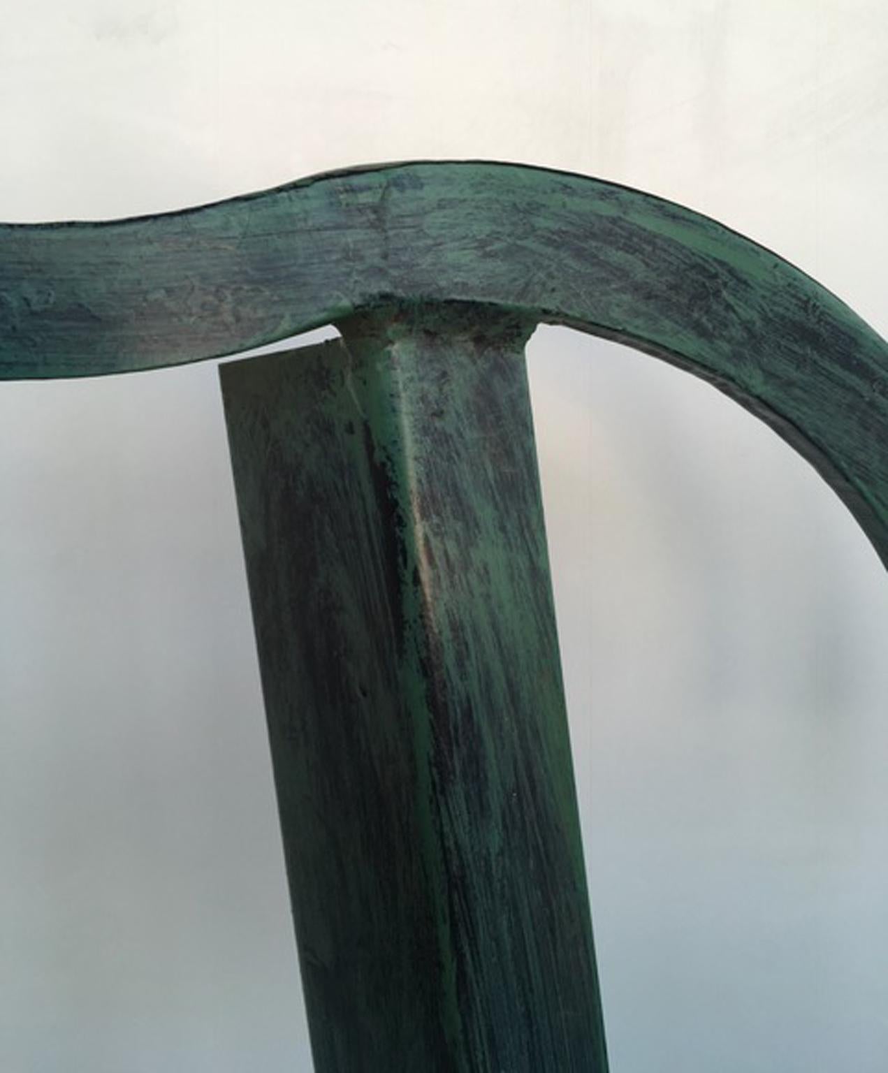 Sequences with circle Abstract Sculpture Green Patinated Iron For Sale 8