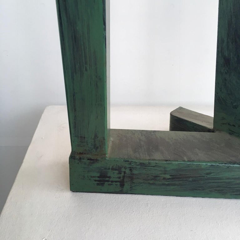 Sequences with circle Abstract Sculpture Green Patinated Iron For Sale 1