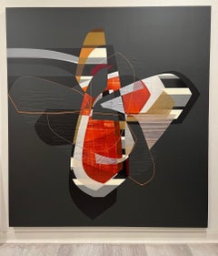 Thunderbird- black, white and neutral colors on canvas by Alex Couwenberg