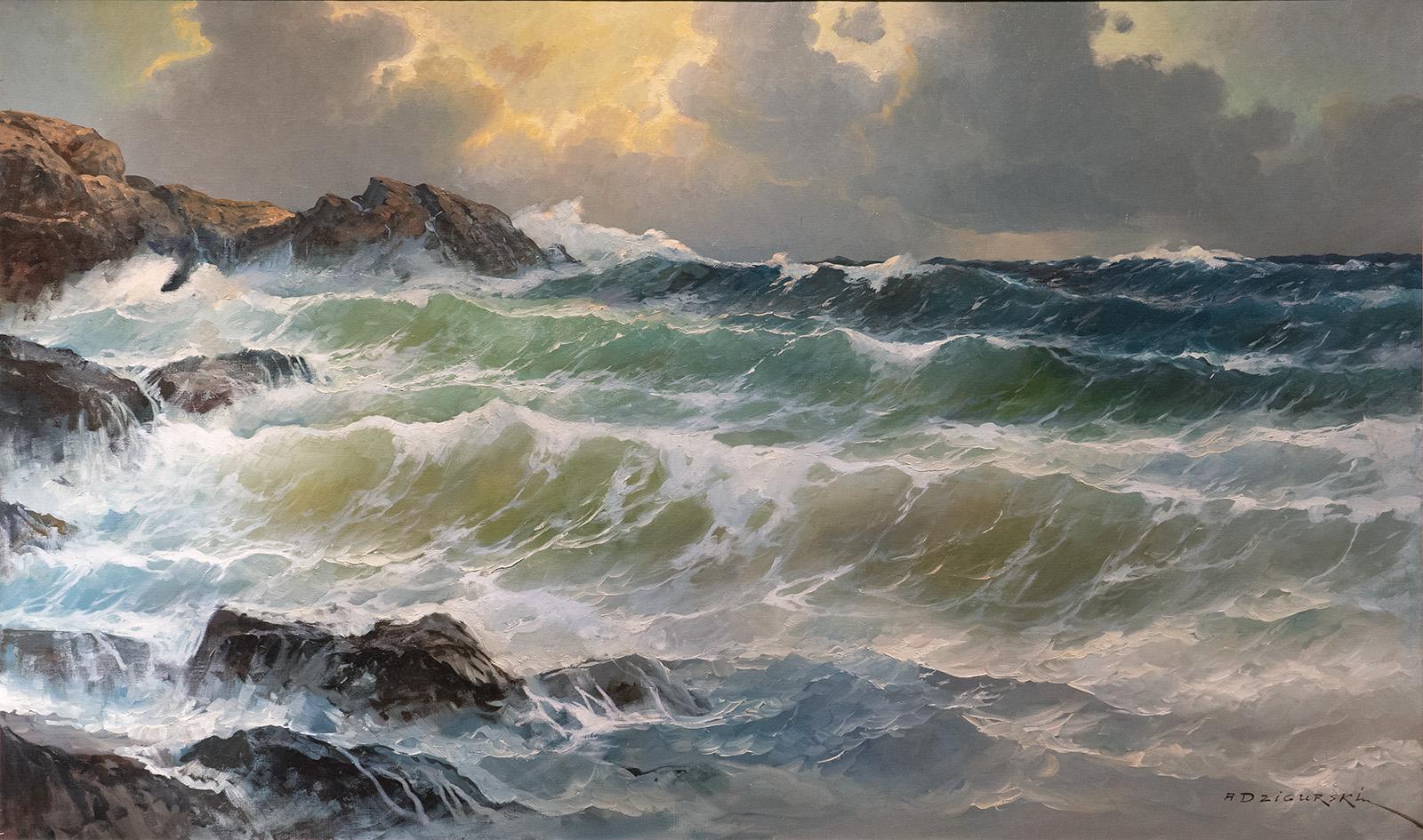 Storm Over Pacific Coast by Alex Dzigurski - Painting by  Alex Dzigurski 