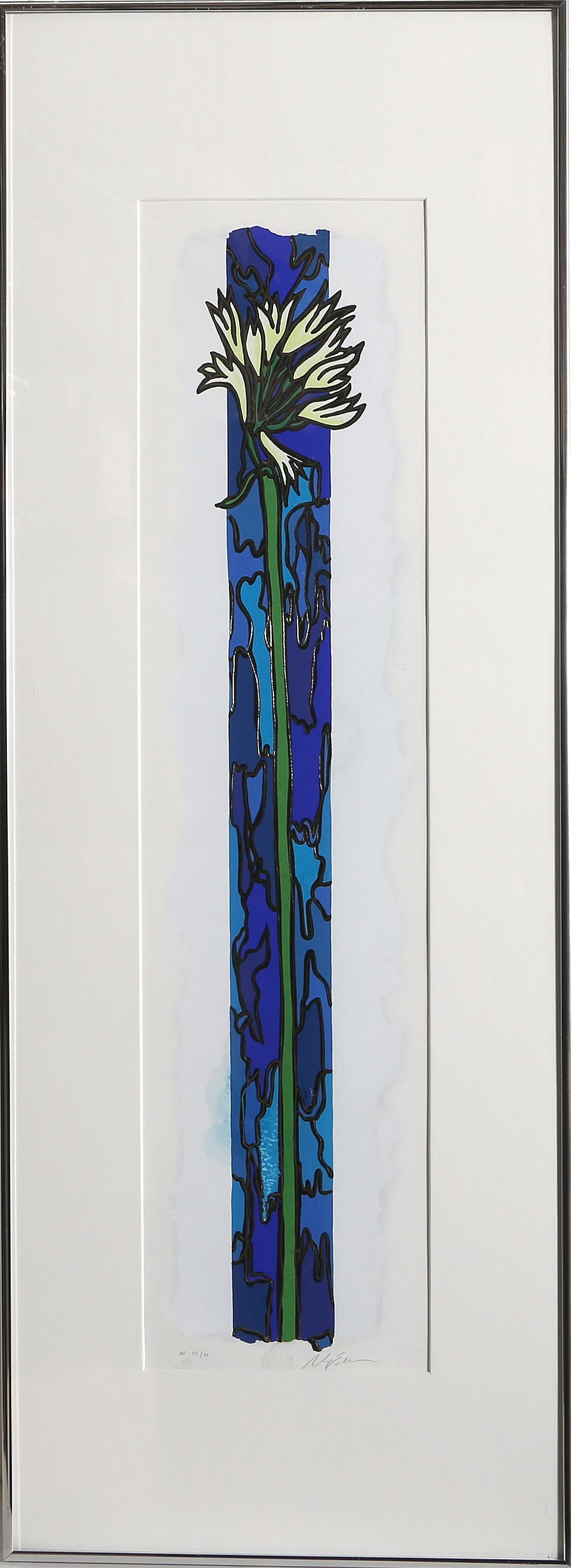 Alex Echo - Flower Stem, Year:  circa 1993, Medium:  Screenprint, signed and numbered in pencil, Edition:  AP 45/50, Image Size:  28.5 x 6 inches, Size:  34 x 10 in. (86.36 x 25.4 cm), Frame Size:  40 x 15 inches