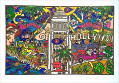 Vintage L.A.! HOLLYWOOD Signed Lithograph, Los Angeles Icons, Pop Art Graffiti Style