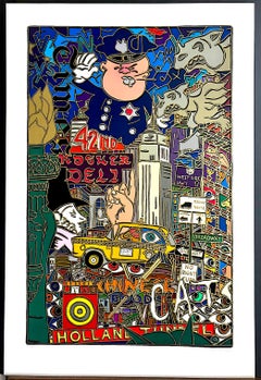 THE BIG APPLE, NEW YORK CITY Signed Lithograph, Police, Taxi, Pop Art