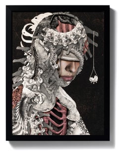 « Navigateur », découpé et assemblé à la main, collage en couches avec os et crânes