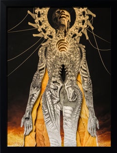 Ossein, découpé et assemblé à la main, collage en couches avec des os et des crânes