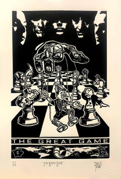 The Great Game : linoleum print