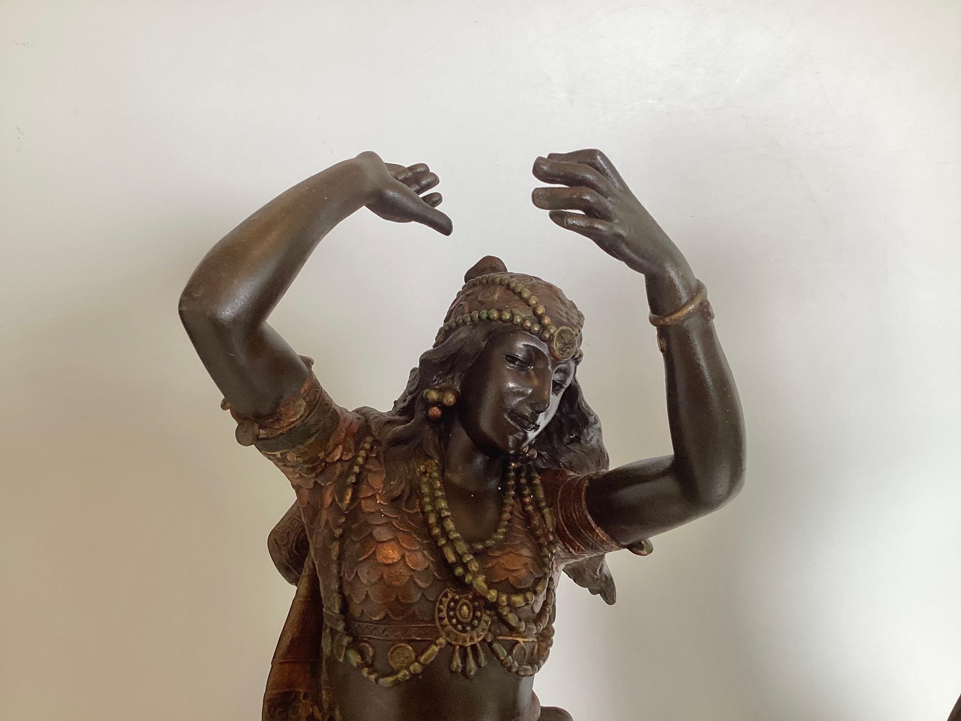 A 19th Centur Pair of Cold Painted Orientalist Figures of a Musician and Dancer For Sale 2