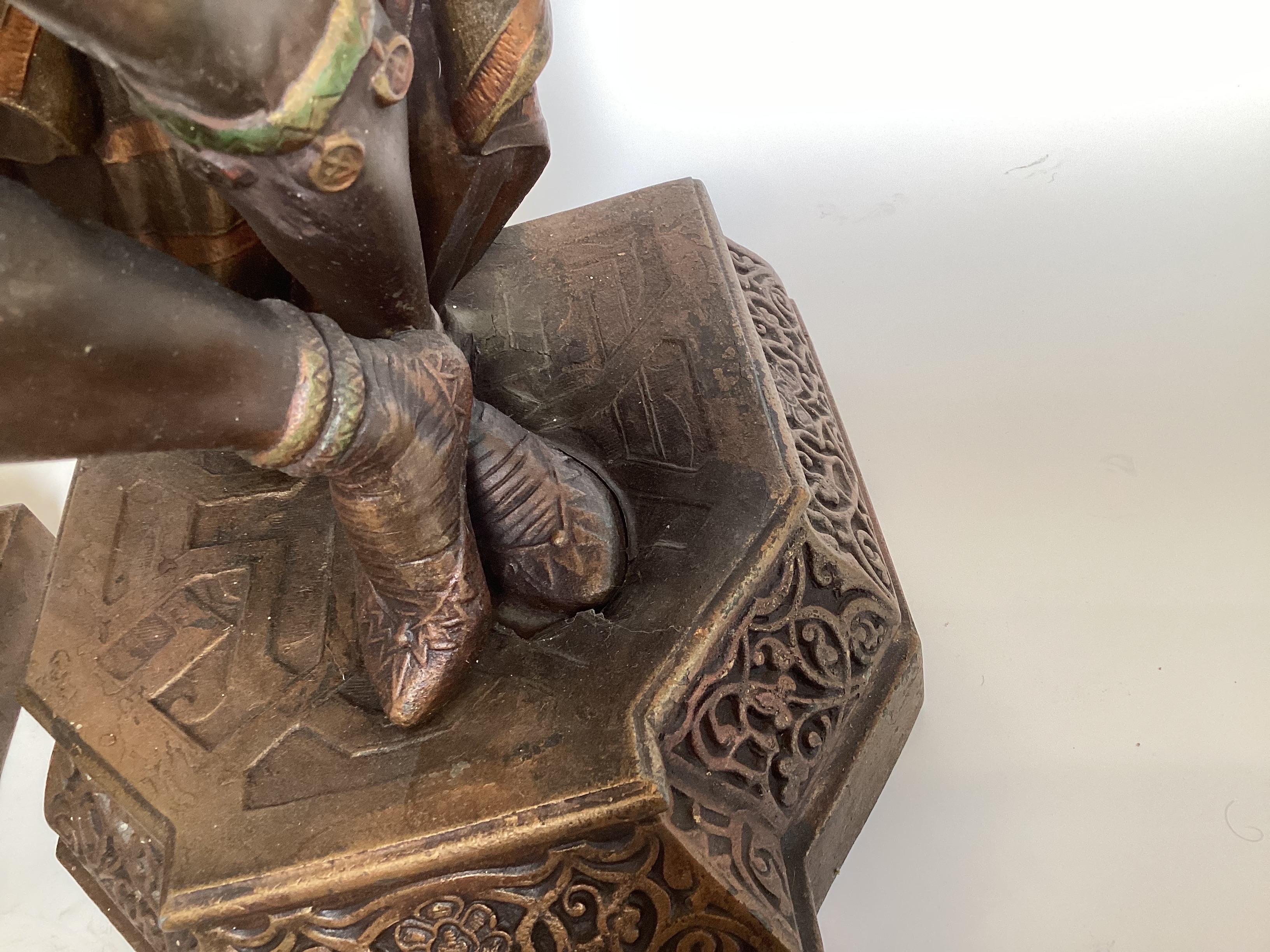 A 19th Centur Pair of Cold Painted Orientalist Figures of a Musician and Dancer For Sale 1