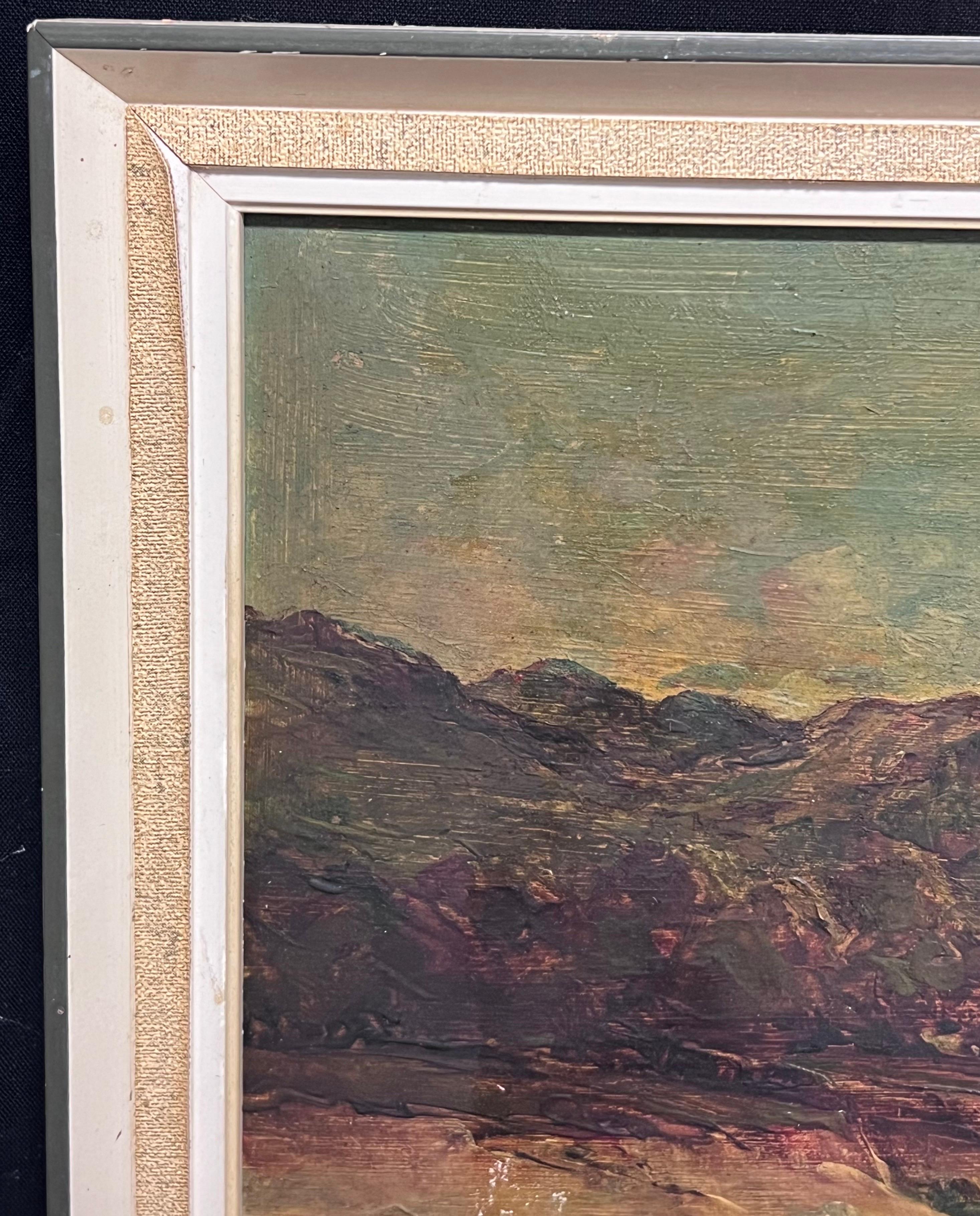 Loch Maree, Scotland
By Alex Fraser, Scottish School, late 19th century
inscribed verso
Oil on board, framed
Framed: 10 x 19 inches
Board: 8.5 x 17 inches
Provenance: Private collection, Glasgow, Scotland
Condition: This painting is in sound