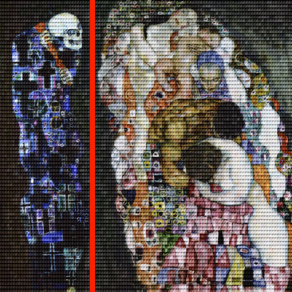 Life + Mort = Baiser, d'après Klimt