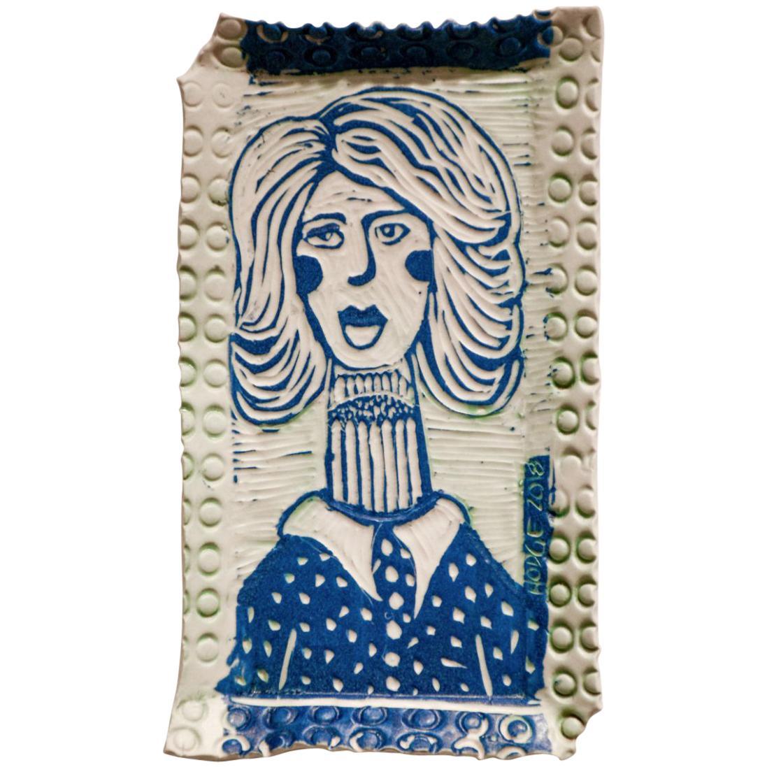 Archetypal Anne Portrait. Carved Porcelain Wall Sculpture