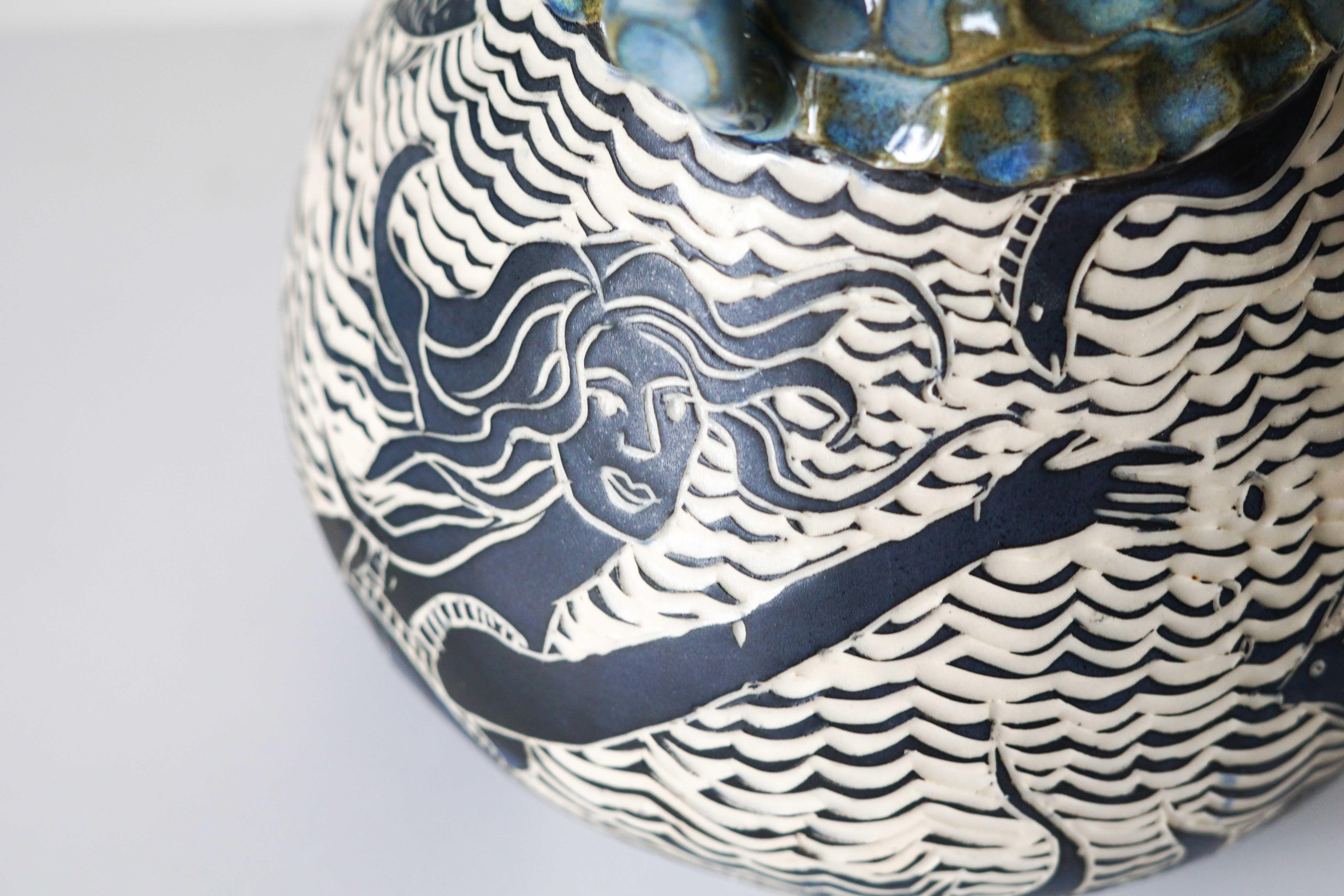 Creation Myth,  Hand made Ceramic Vase Sculpture For Sale 10
