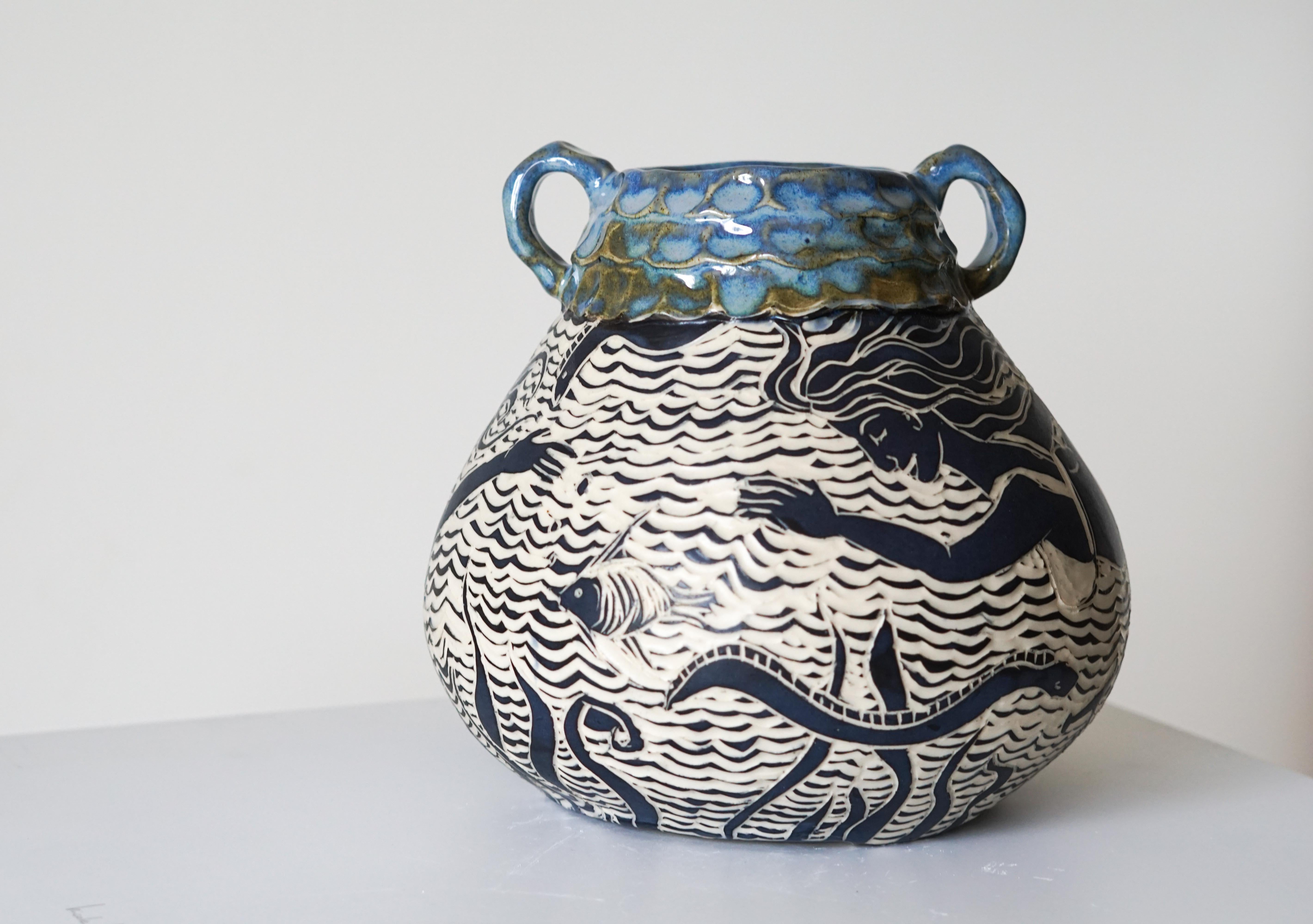 Creation Myth,  Hand made Ceramic Vase Sculpture For Sale 11
