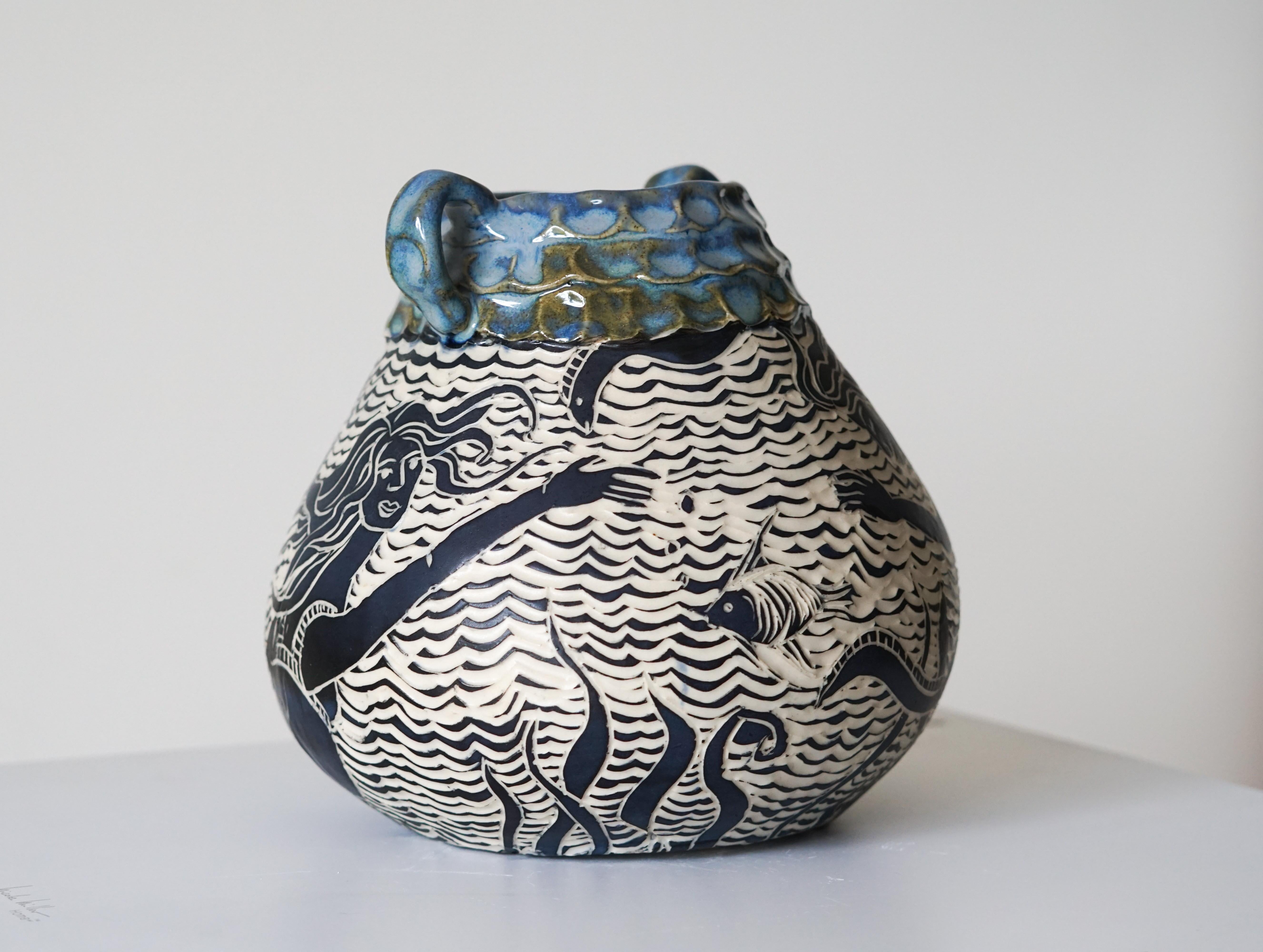 Schöpfungsmythos,  Handgemachte Keramik Vase Skulptur  im Angebot 1