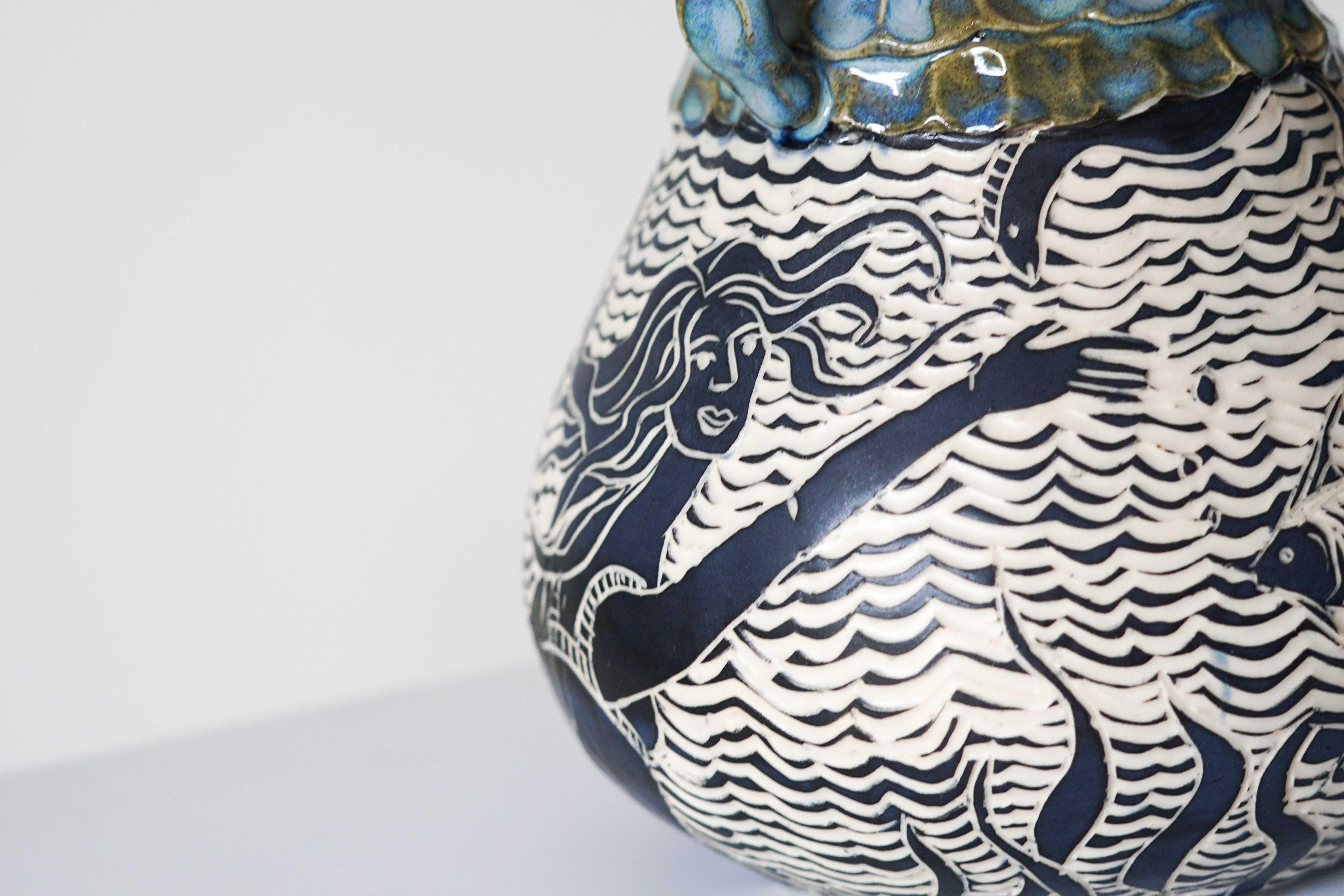 Schöpfungsmythos,  Handgemachte Keramik Vase Skulptur  im Angebot 2