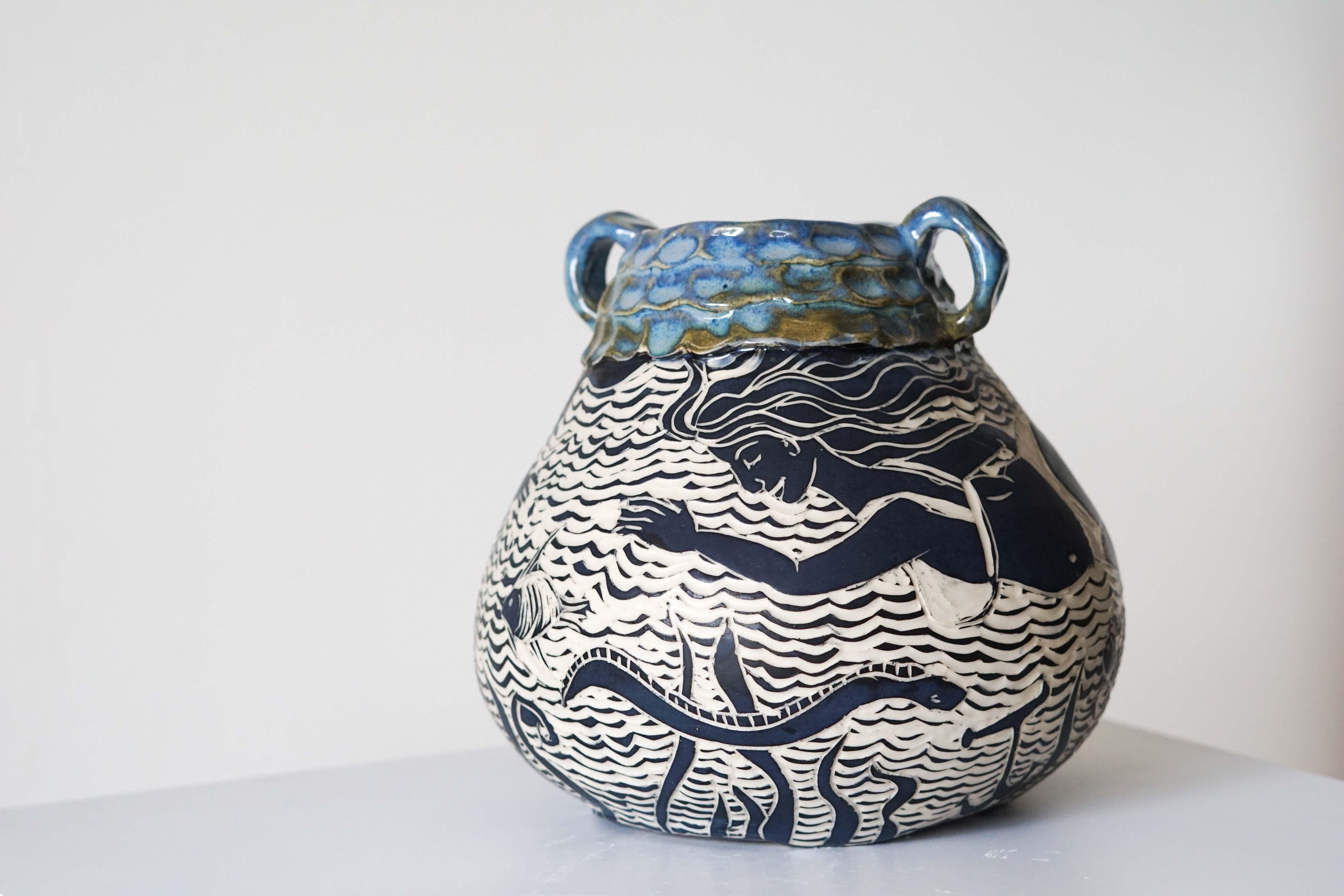 Schöpfungsmythos,  Handgemachte Keramik Vase Skulptur  im Angebot 3