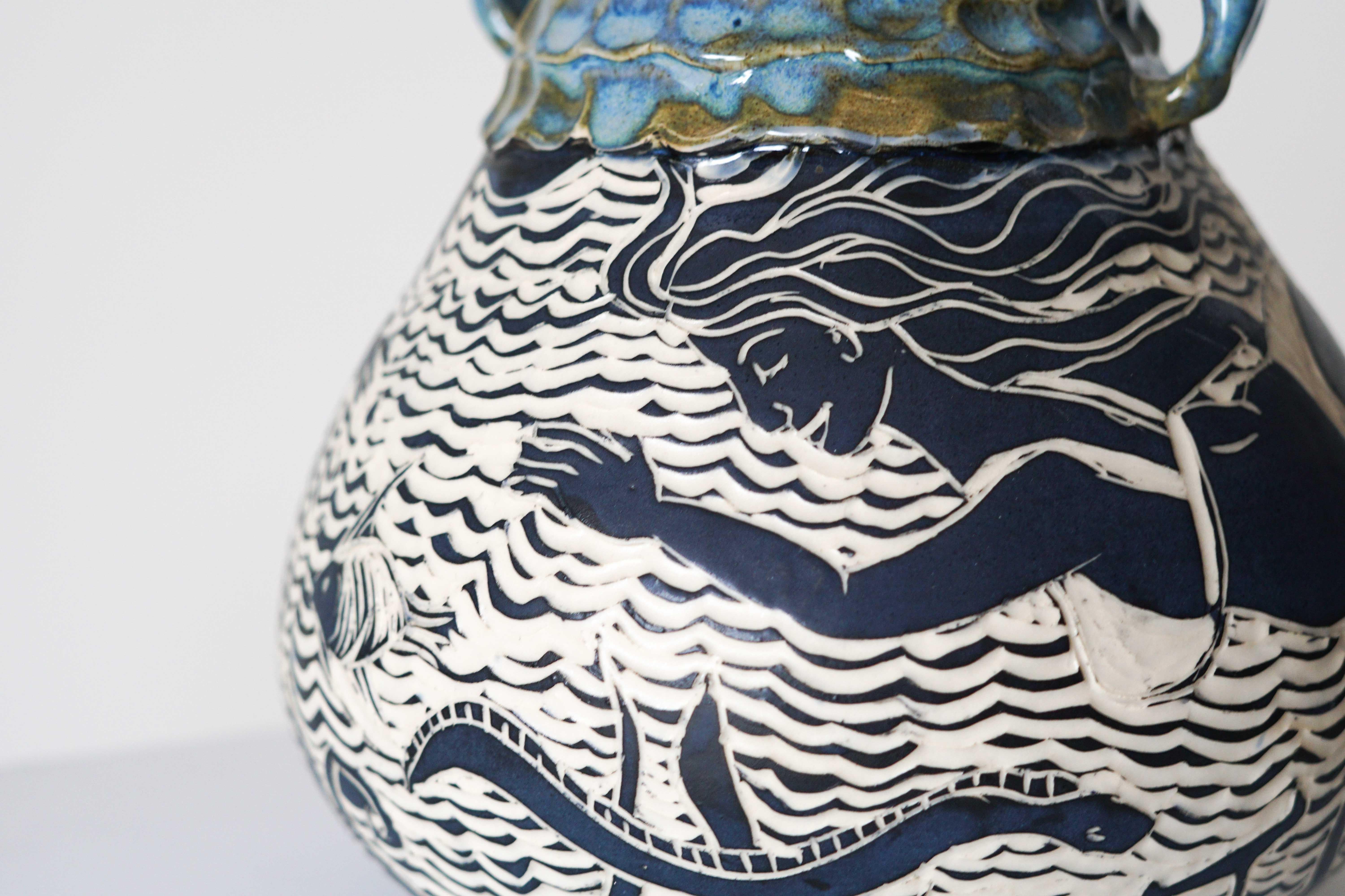Le mythe de la création,  Vase Sculpture en céramique fait à la main  en vente 6