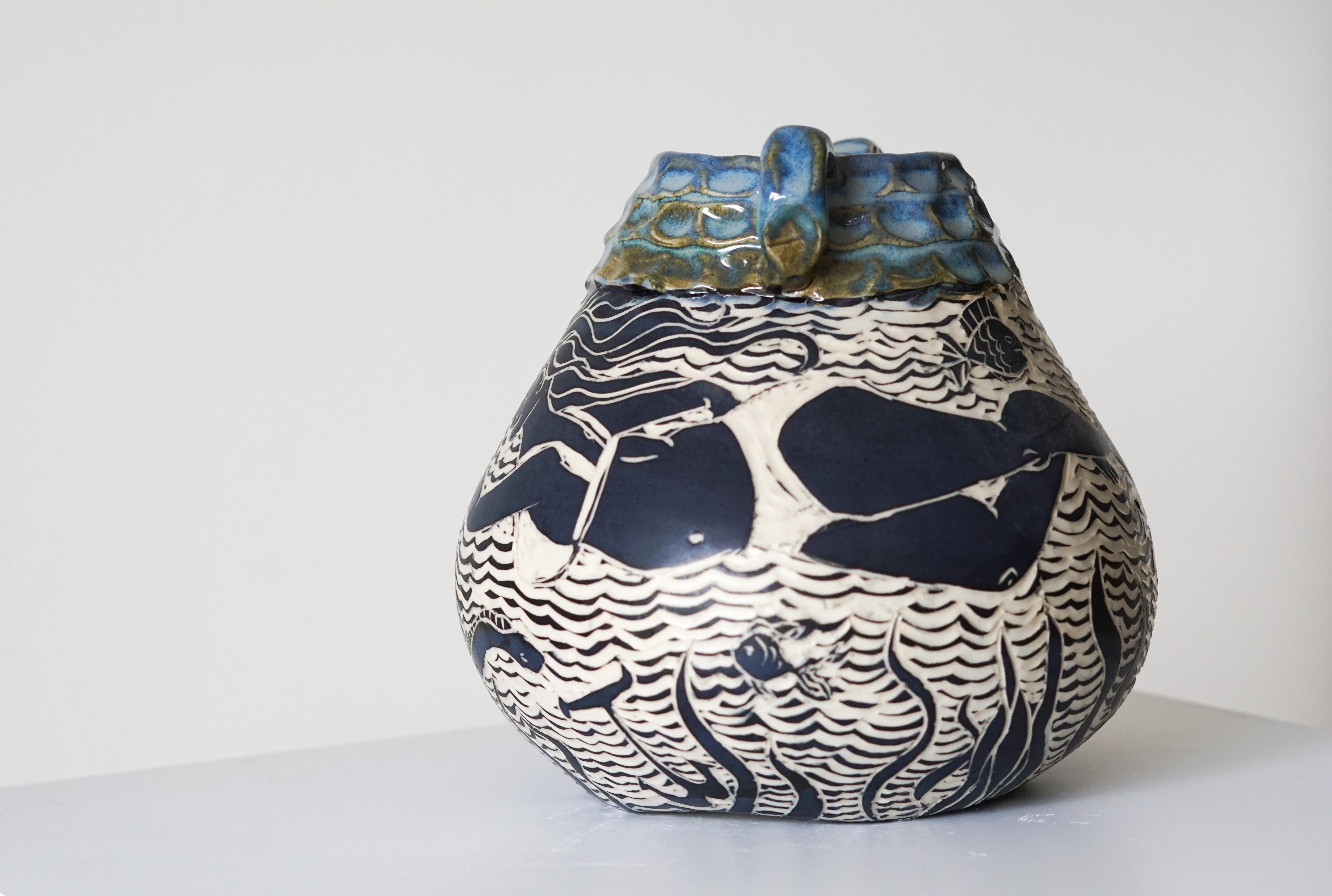 Schöpfungsmythos,  Handgemachte Keramik Vase Skulptur  im Angebot 5