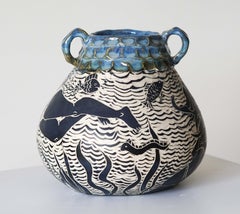 Mito de la creación,  Escultura jarrón de cerámica hecha a mano