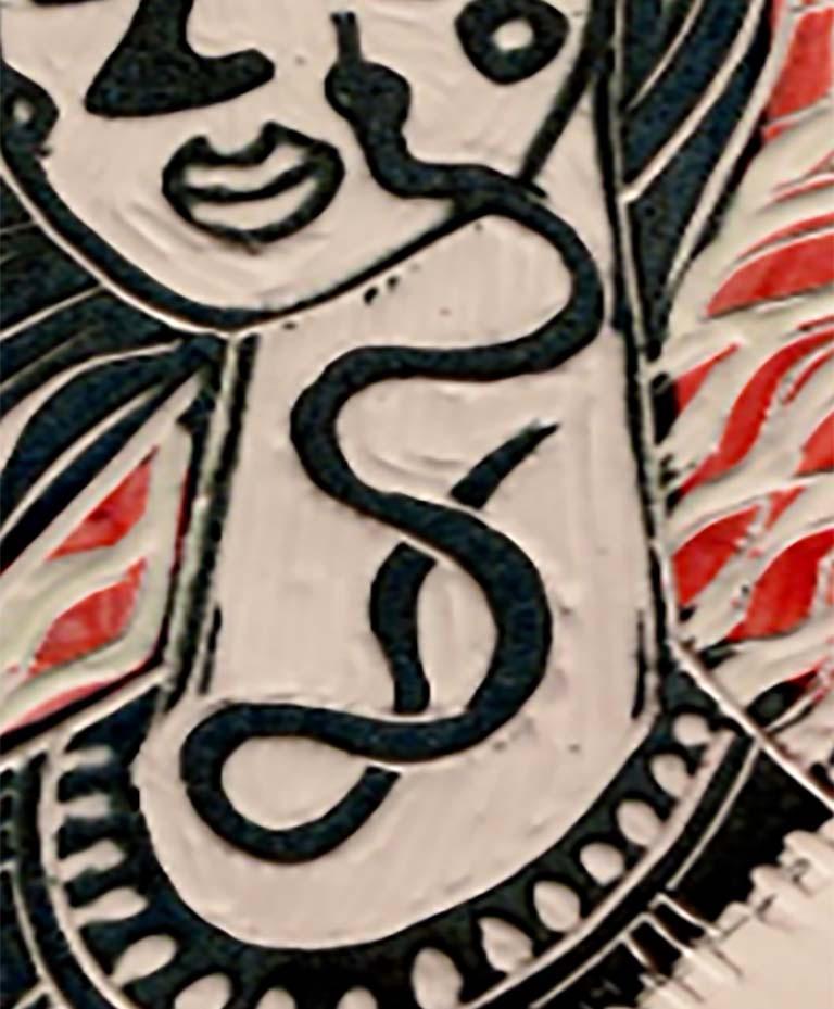 Omnisciencia opcional y La serpiente te comió la lenguaRetrato.  Escultura mural de porcelana - Sculpture de Alex Hodge